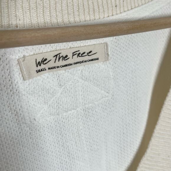 Free People We The Free Womens Asher Thermal Small White V Neck Oversized Slits - Picture 8 of 13